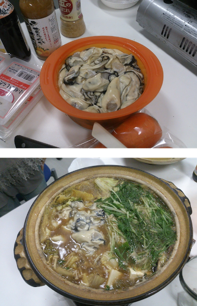 Crassostrea gigas and hot pot cooking in a laboratory